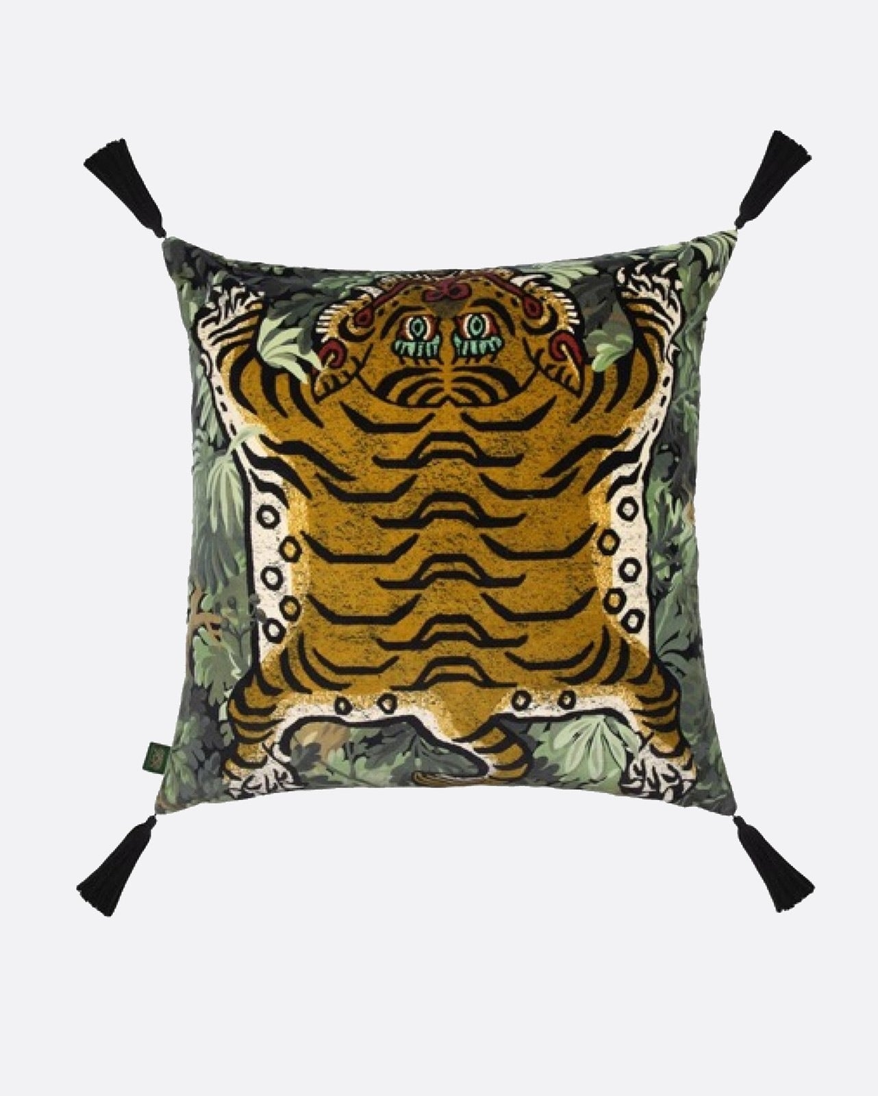 Foris Saber Large Tassel Velvet Cushion - Noir