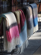 Mohair Stripe - Black, Brown & Rose Throw