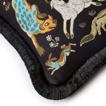 Trematonia Medium Jacquard Cushion in Ebony