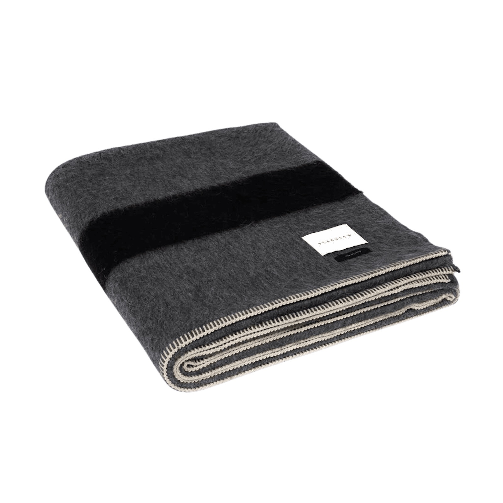 The Siempre Recycled Blanket - Charcoal with Black Stripes
