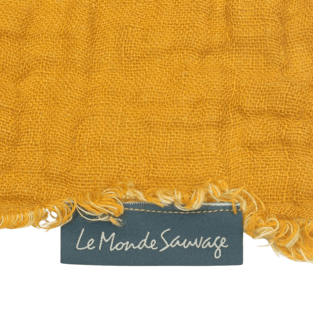 Washed Waffled Linen Blanket in Curry