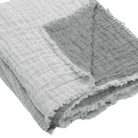 Washed Waffled Linen Blanket in Steel