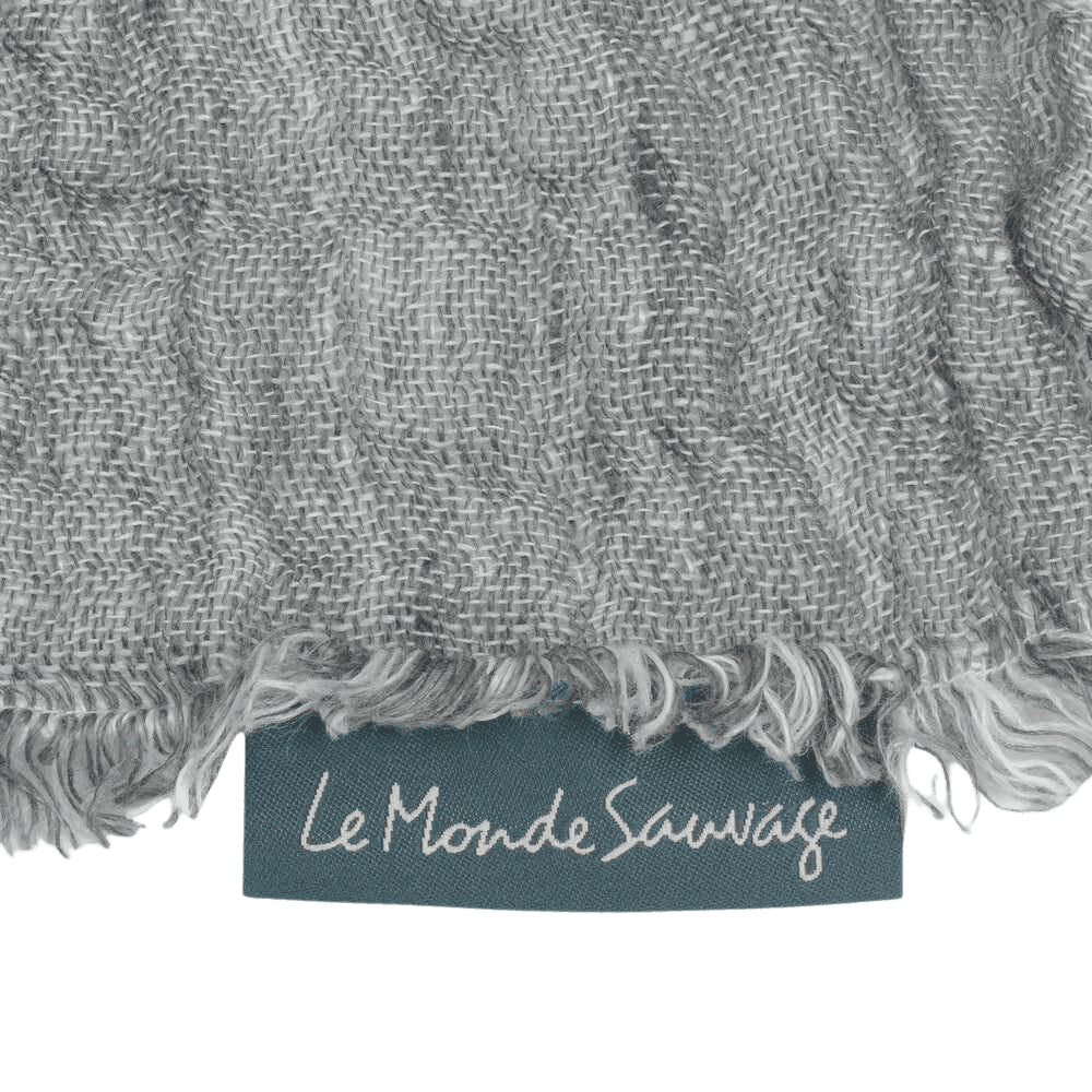 Washed Waffled Linen Blanket in Steel