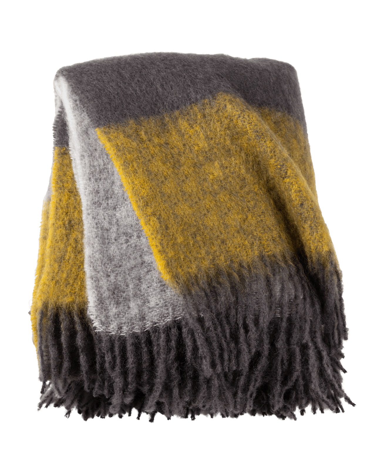 Mustard & Charcoal Stripe Mohair Throw